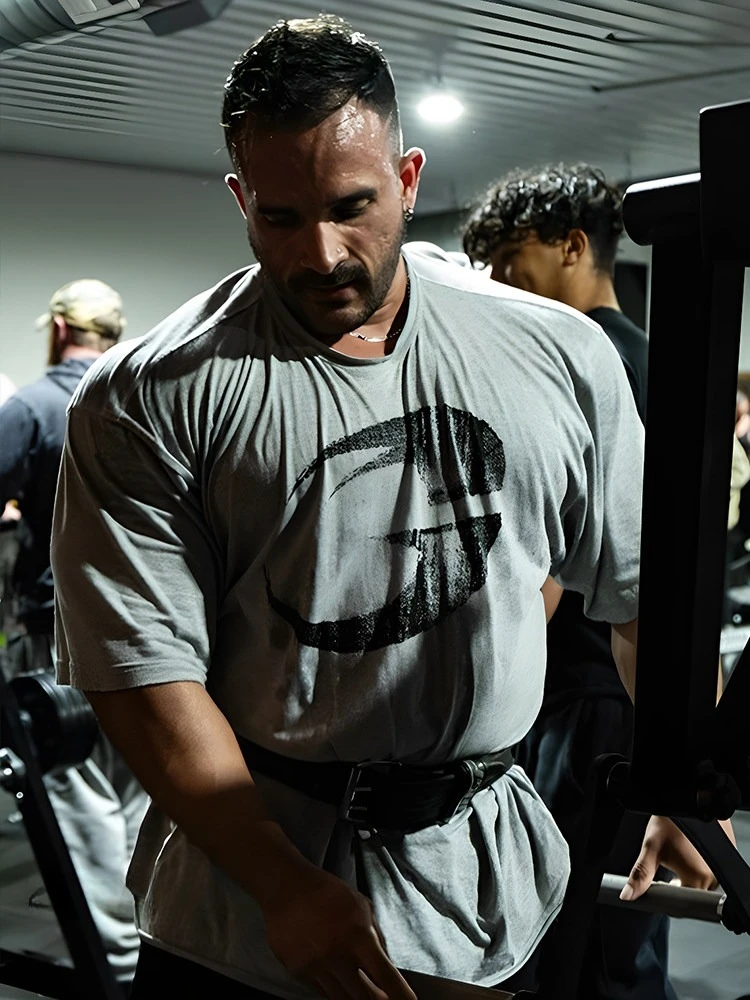 GYM Big G Short-sleeved Fitness Lifting Iron Loose-fitting Breathable Sweat-absorbing Thin Men's T-shirt Muscle Design