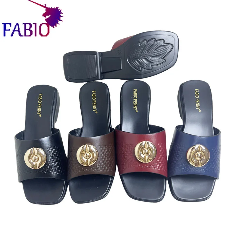 FABIO PENNY 2026 Summer Collection - Solid Color Embroidered PU Sole African Mom Party Casual Slippers