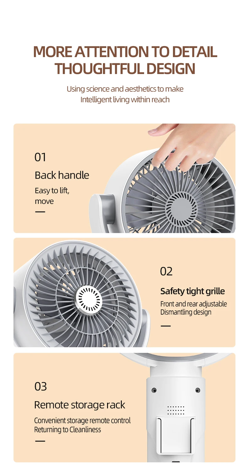 Electric Air Turbine Circulation Fan Floor-standing Fan Five-speed Adjustable Air Circulation Fan Adjustable Height Rechargeable