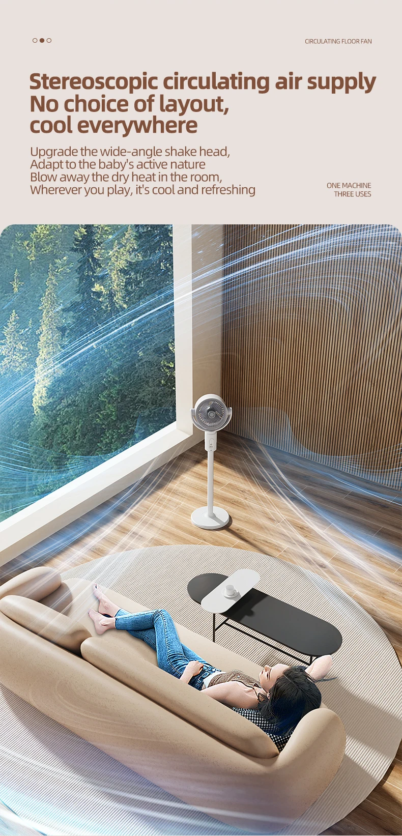 Electric Air Turbine Circulation Fan Floor-standing Fan Five-speed Adjustable Air Circulation Fan Adjustable Height Rechargeable