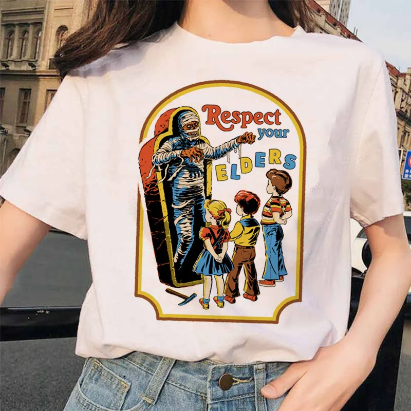 Let's Summon Demons Aesthetics T shirt Women Summer Casual Harajuku Cartoon Print Satan Short Sleeve Tops Camiseta Streetwear