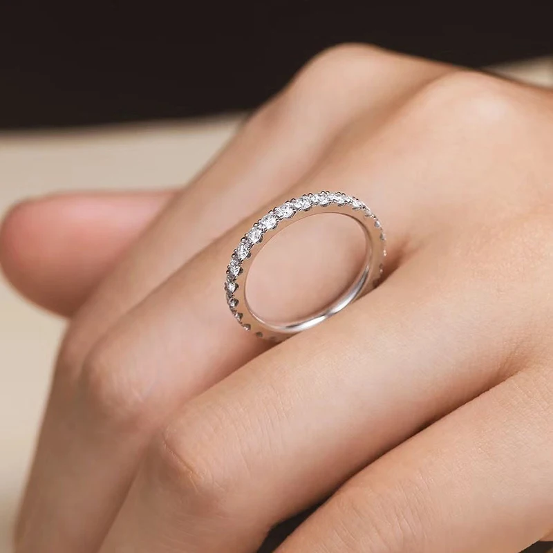 Wholesale Moissanite and Zircon Neutral Rings 100% Genuine S925 Silver Ring D VVS1 Luxury Sparkling Jewelry for Men and Women