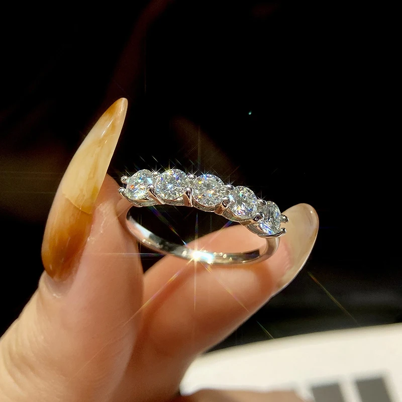 Wholesale Moissanite and Zircon Neutral Rings 100% Genuine S925 Silver Ring D VVS1 Luxury Sparkling Jewelry for Men and Women