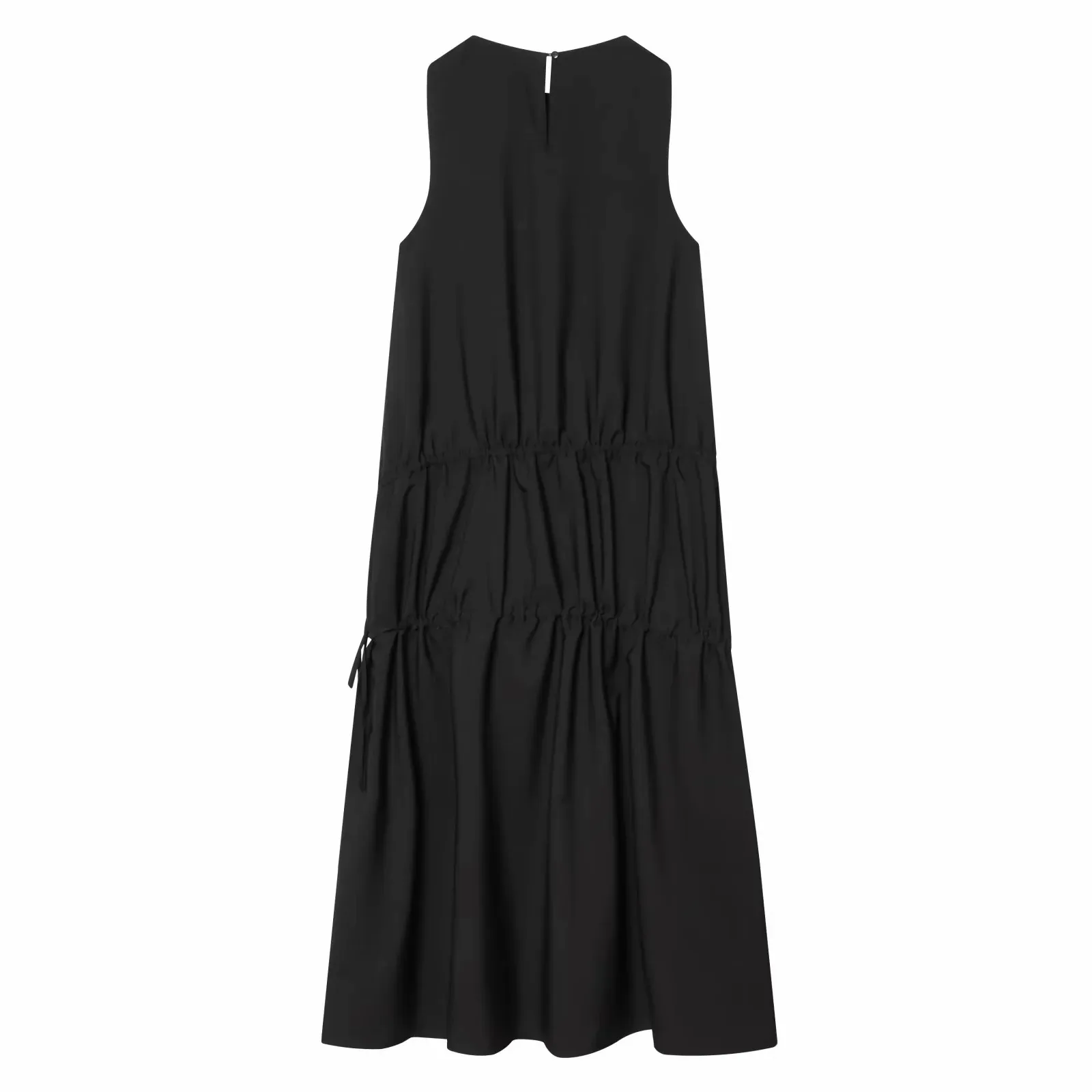 Women New Summer Sleeveless O-neck Long Dress Women's French Style Loose Vintage Bow Midi Dress Female Beach Dress Vestido