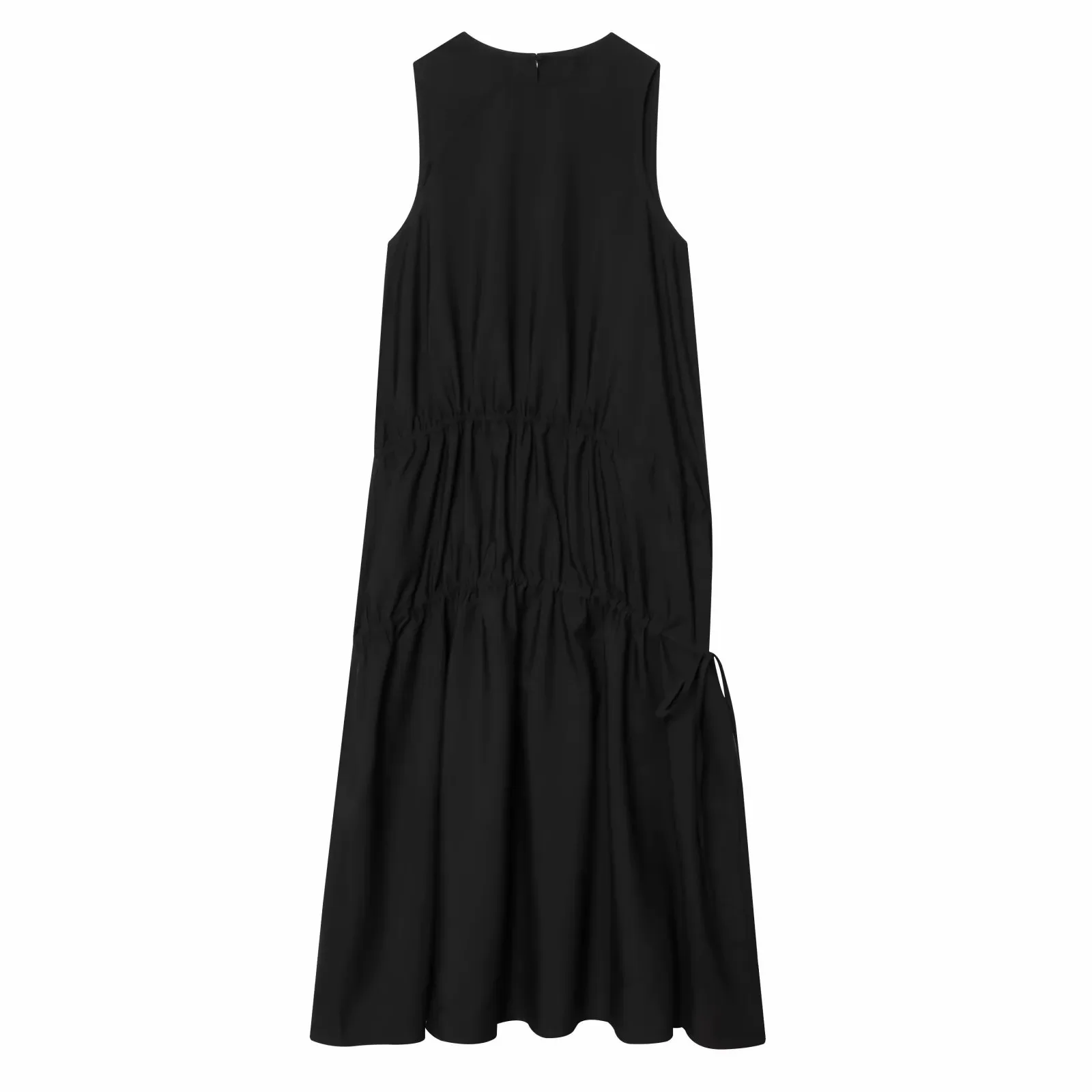 Women New Summer Sleeveless O-neck Long Dress Women's French Style Loose Vintage Bow Midi Dress Female Beach Dress Vestido