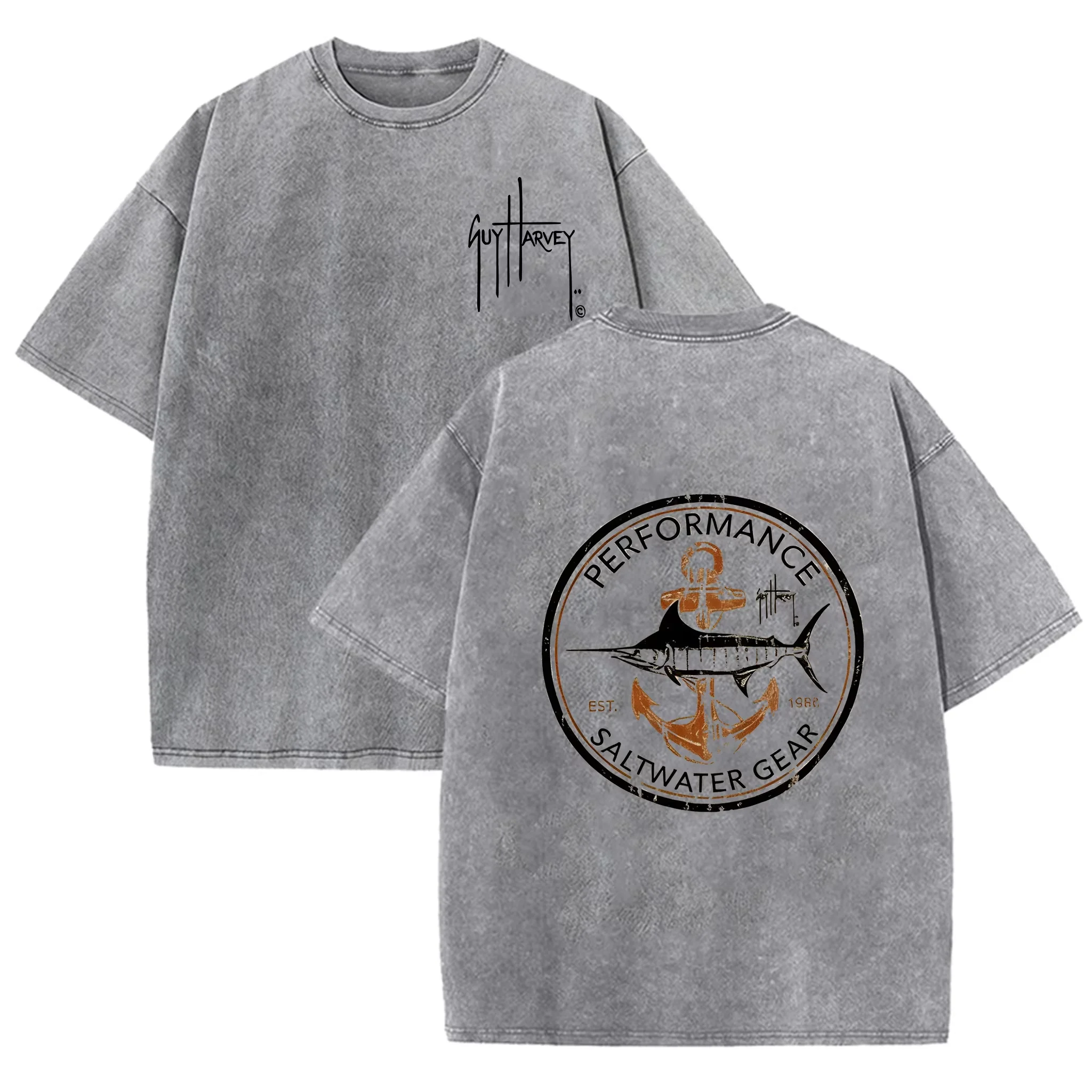 Washed Cotton Short Sleeve T-Shirt for Men | Vintage Washed Loose Fit Tee High Street Summer Tops Streetwear Hip Hop Style
