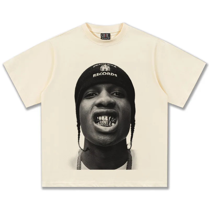 Asap Rockys Graphic T-Shirt Unisex Oversized Hip Hop Casual Cotton Short Sleeve Streetwear Fashion Top for Men Women Daily Wear