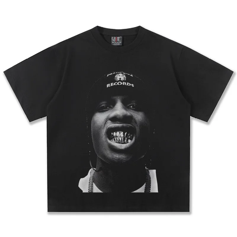 Asap Rockys Graphic T-Shirt Unisex Oversized Hip Hop Casual Cotton Short Sleeve Streetwear Fashion Top for Men Women Daily Wear