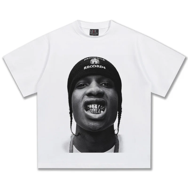 Asap Rockys Graphic T-Shirt Unisex Oversized Hip Hop Casual Cotton Short Sleeve Streetwear Fashion Top for Men Women Daily Wear
