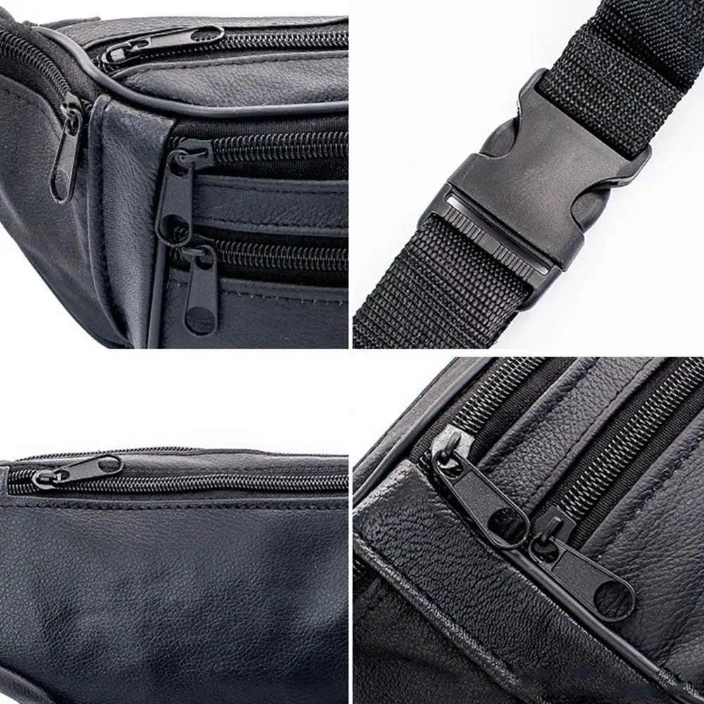 Men's Waist Pack PU Leather Bag Waist Belt Bag Male Artificial Leather Fanny Pack Fashion Luxury Small Shoulder Bags For Men