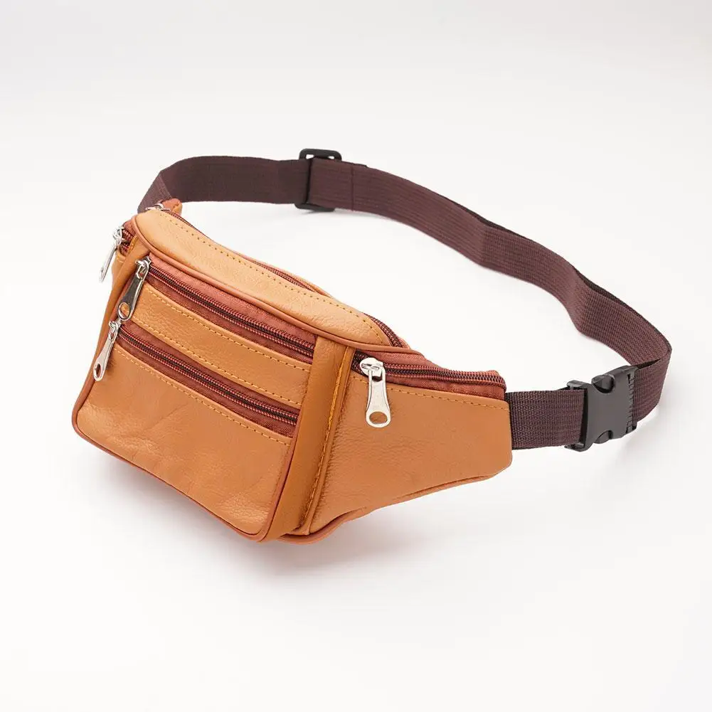 Men's Waist Pack PU Leather Bag Waist Belt Bag Male Artificial Leather Fanny Pack Fashion Luxury Small Shoulder Bags For Men