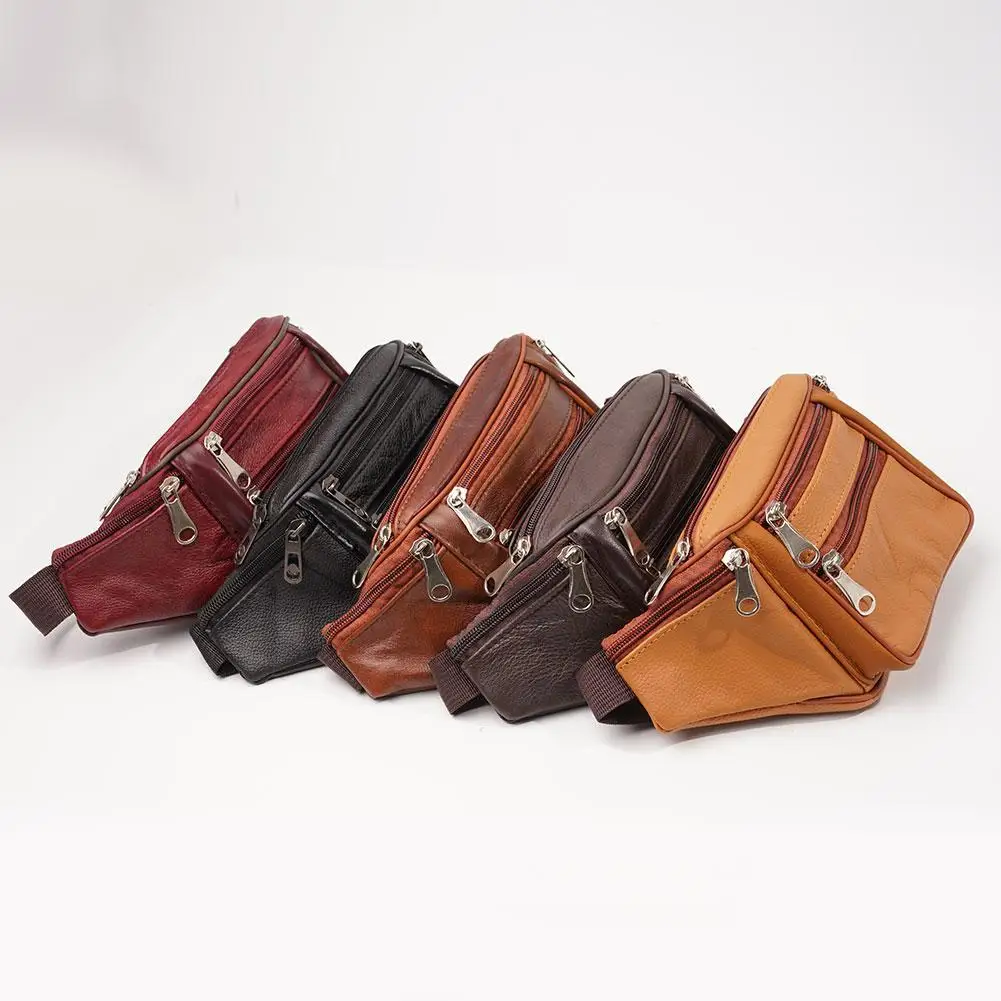 Men's Waist Pack PU Leather Bag Waist Belt Bag Male Artificial Leather Fanny Pack Fashion Luxury Small Shoulder Bags For Men