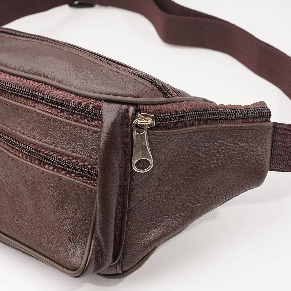 Men's Waist Pack PU Leather Bag Waist Belt Bag Male Artificial Leather Fanny Pack Fashion Luxury Small Shoulder Bags For Men