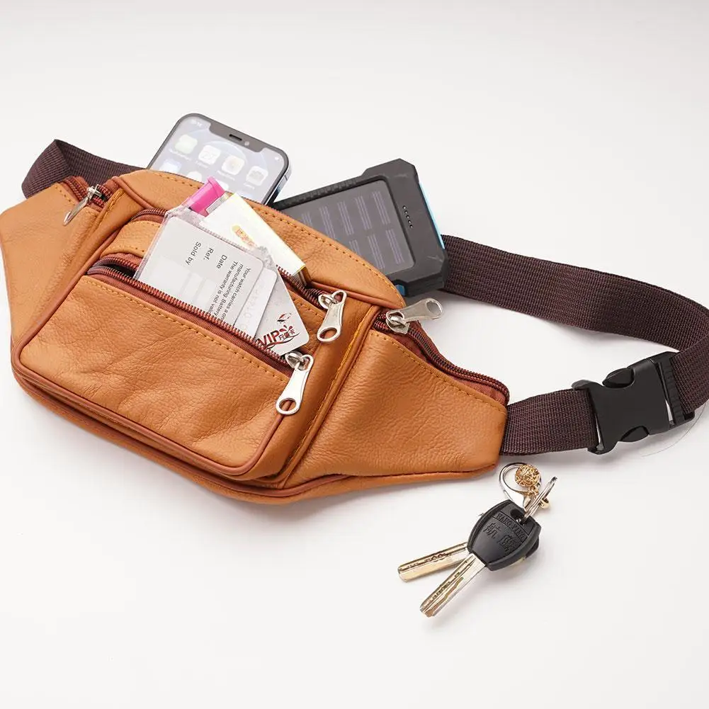 Men's Waist Pack PU Leather Bag Waist Belt Bag Male Artificial Leather Fanny Pack Fashion Luxury Small Shoulder Bags For Men