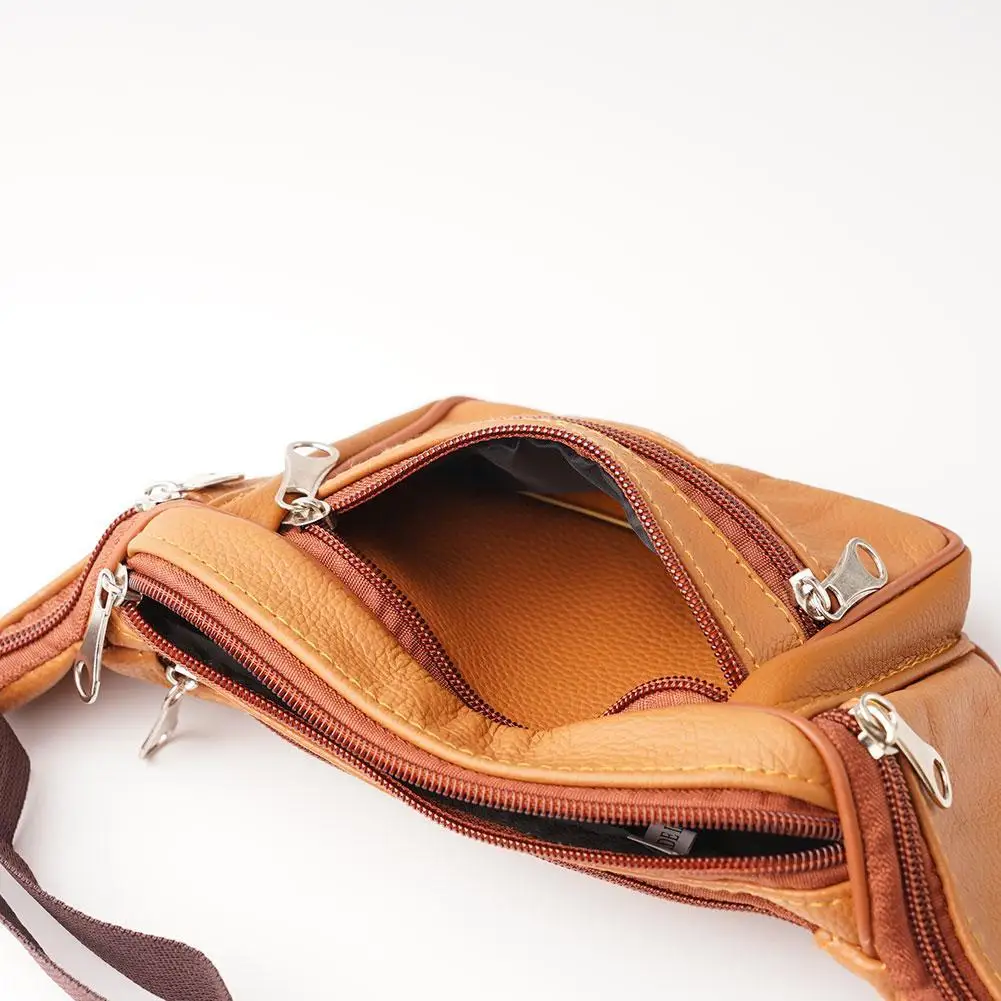 Men's Waist Pack PU Leather Bag Waist Belt Bag Male Artificial Leather Fanny Pack Fashion Luxury Small Shoulder Bags For Men