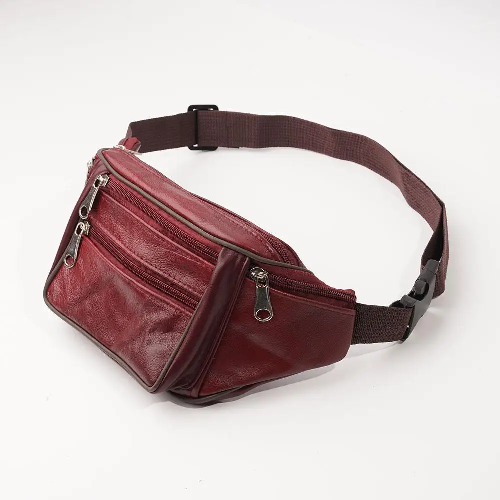 Men's Waist Pack PU Leather Bag Waist Belt Bag Male Artificial Leather Fanny Pack Fashion Luxury Small Shoulder Bags For Men