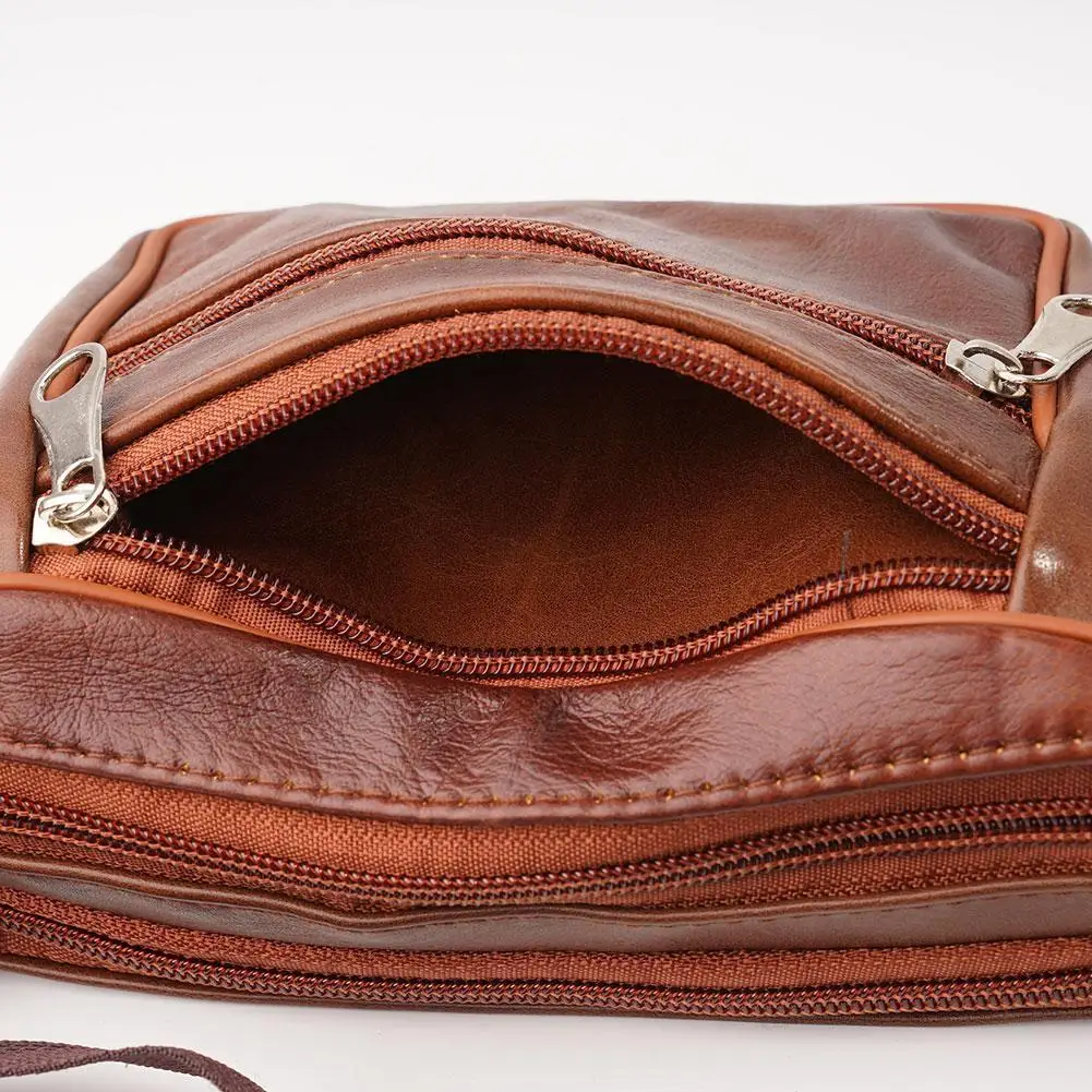 Men's Waist Pack PU Leather Bag Waist Belt Bag Male Artificial Leather Fanny Pack Fashion Luxury Small Shoulder Bags For Men