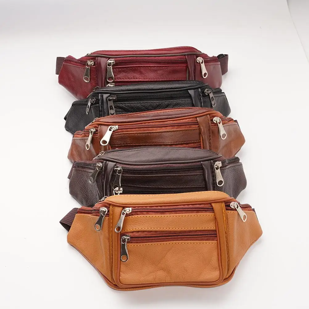 Men's Waist Pack PU Leather Bag Waist Belt Bag Male Artificial Leather Fanny Pack Fashion Luxury Small Shoulder Bags For Men