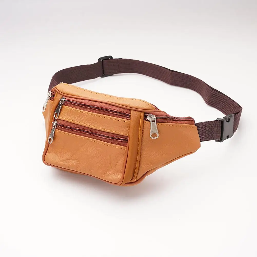 Men's Waist Pack PU Leather Bag Waist Belt Bag Male Artificial Leather Fanny Pack Fashion Luxury Small Shoulder Bags For Men