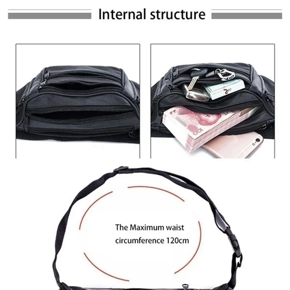 Men's Waist Pack PU Leather Bag Waist Belt Bag Male Artificial Leather Fanny Pack Fashion Luxury Small Shoulder Bags For Men