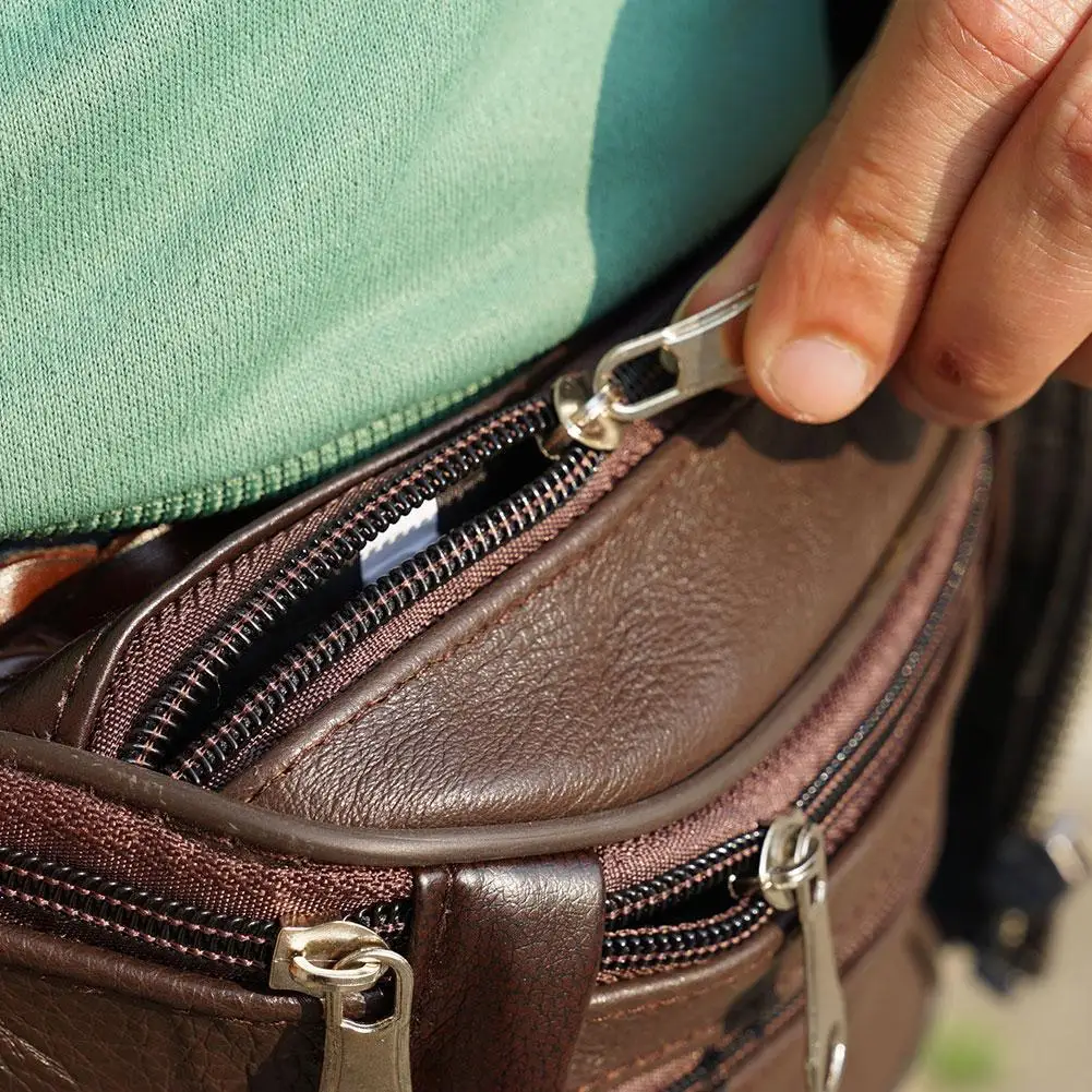 Men's Waist Pack PU Leather Bag Waist Belt Bag Male Artificial Leather Fanny Pack Fashion Luxury Small Shoulder Bags For Men