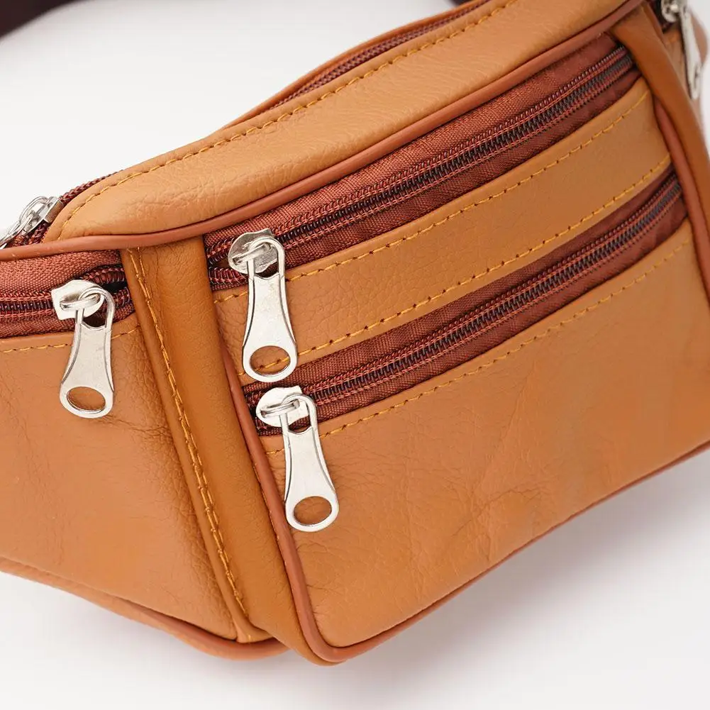 Men's Waist Pack PU Leather Bag Waist Belt Bag Male Artificial Leather Fanny Pack Fashion Luxury Small Shoulder Bags For Men