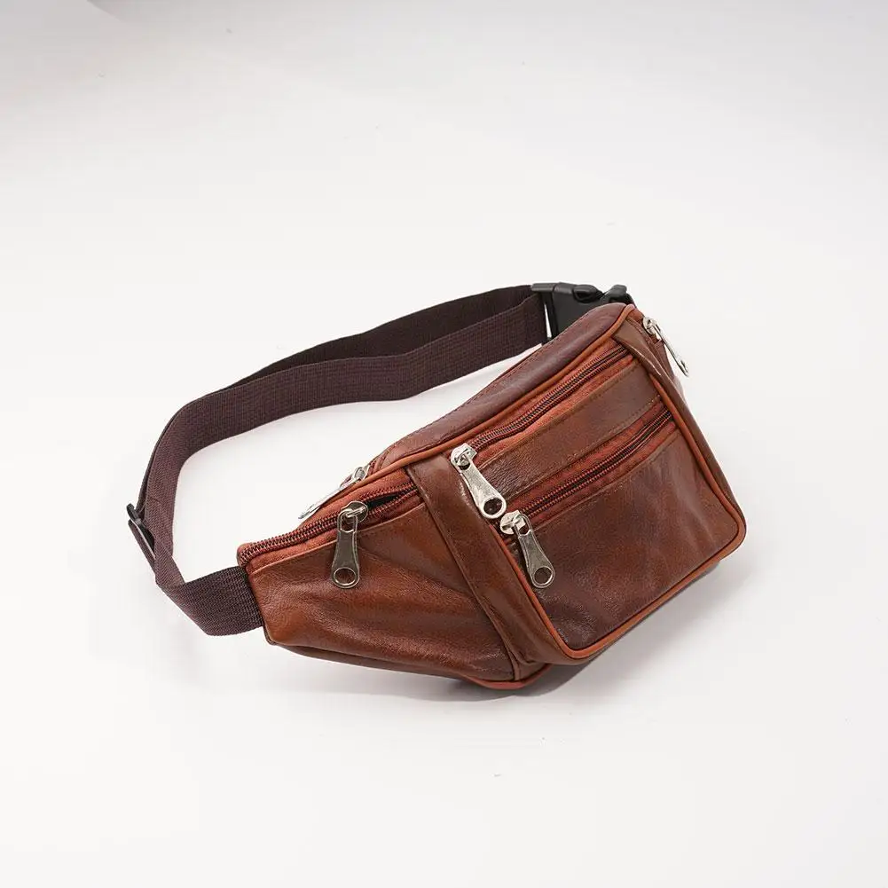 Men's Waist Pack PU Leather Bag Waist Belt Bag Male Artificial Leather Fanny Pack Fashion Luxury Small Shoulder Bags For Men