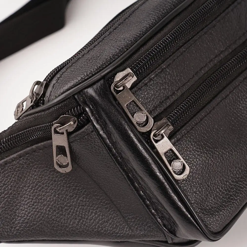 Men's Waist Pack PU Leather Bag Waist Belt Bag Male Artificial Leather Fanny Pack Fashion Luxury Small Shoulder Bags For Men