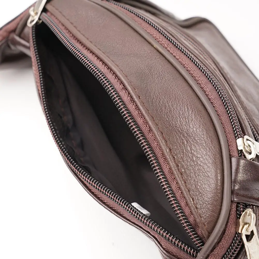 Men's Waist Pack PU Leather Bag Waist Belt Bag Male Artificial Leather Fanny Pack Fashion Luxury Small Shoulder Bags For Men