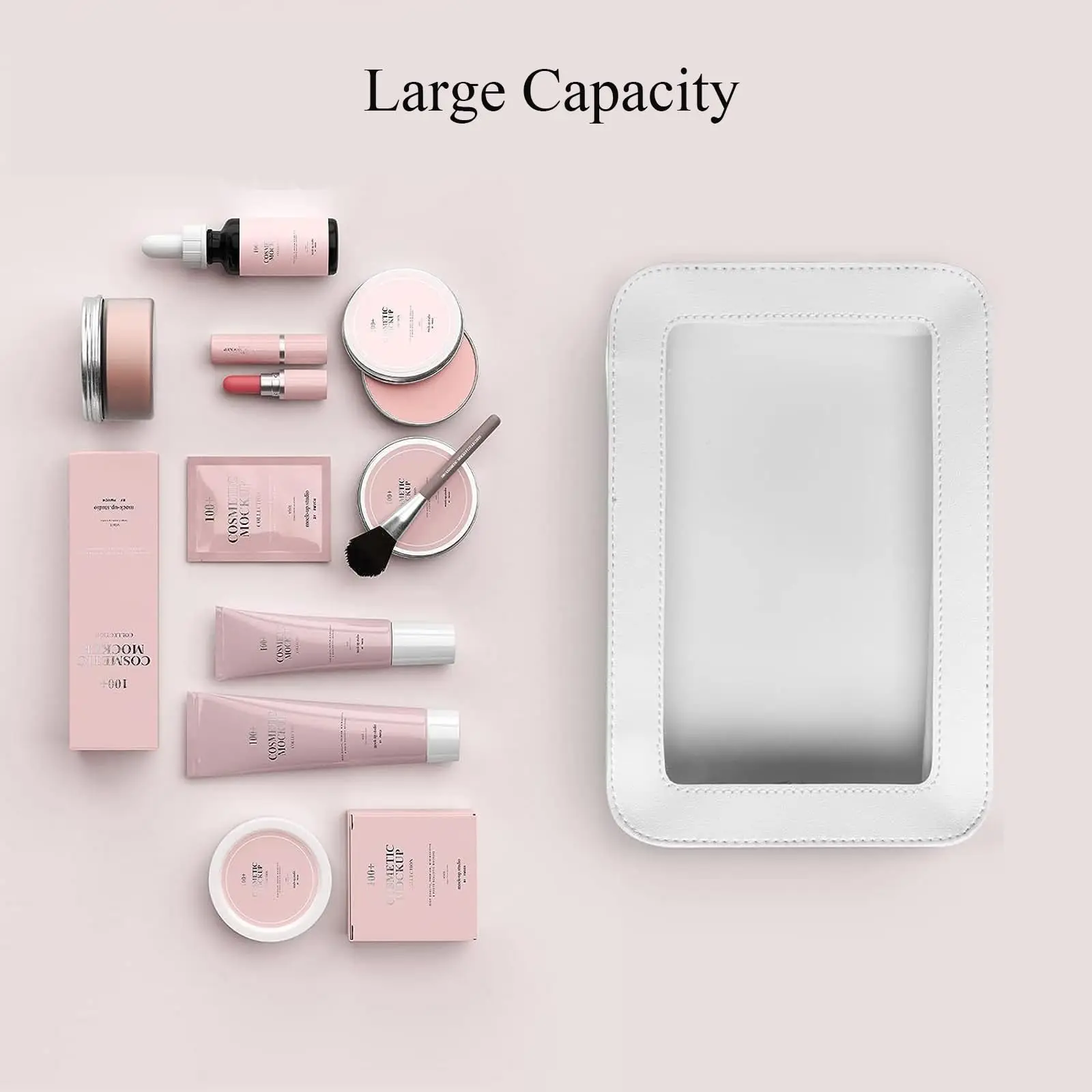 Clear and Waterproof Makeup Bag Portable Travel Cosmetic Case Organizer for Women Toiletry Pouch with Transparent Vinyl Windows