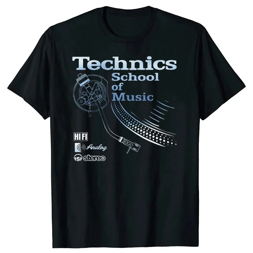 Technics School Of Music Turntable Graphic Cotton T Shirt Men Casual Short Sleeve O-Neck Tee