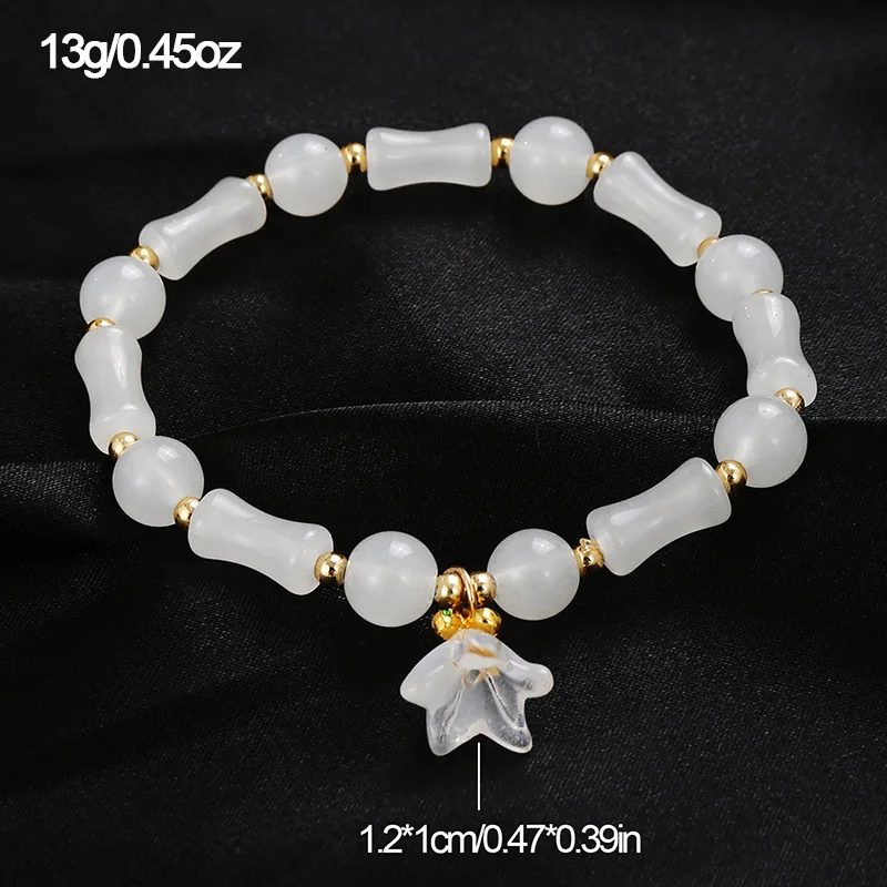 7pcs/set Everyday Sweet Butterfly Bracelet – Green Glass Beads with Delicate Pendants for Effortless, Feminine Style.