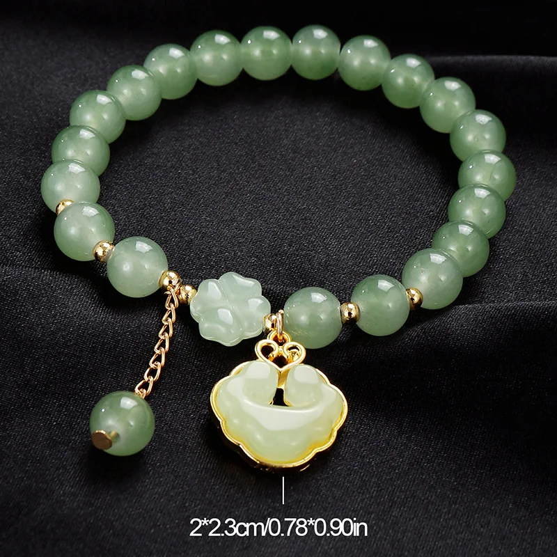7pcs/set Everyday Sweet Butterfly Bracelet – Green Glass Beads with Delicate Pendants for Effortless, Feminine Style.