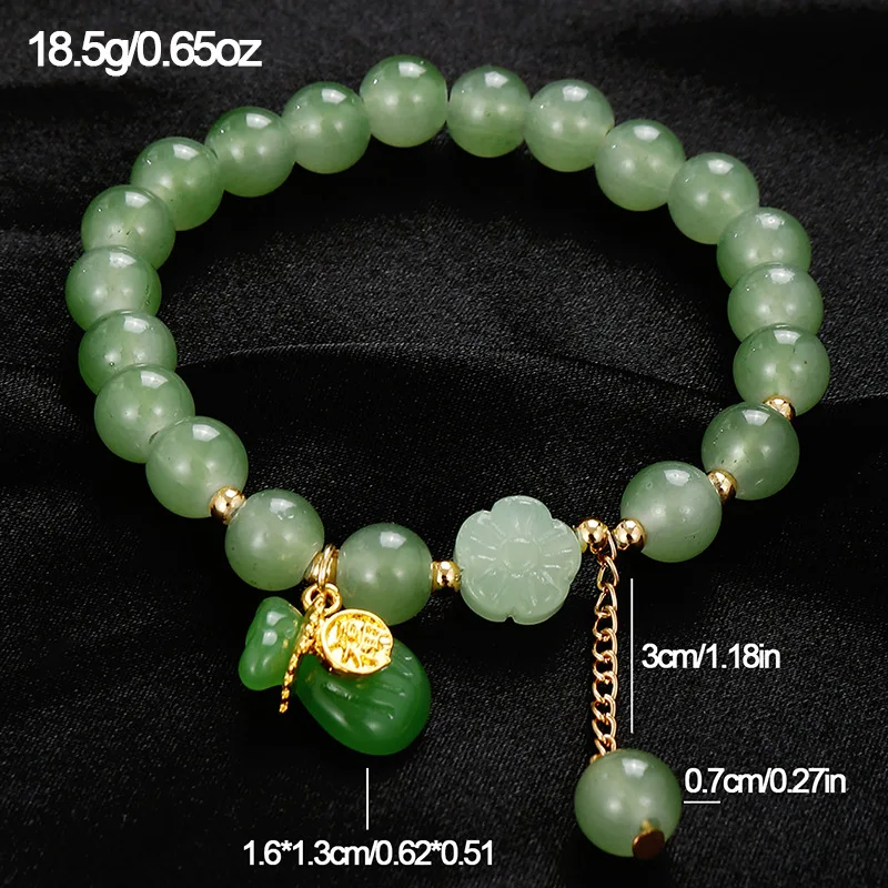7pcs/set Everyday Sweet Butterfly Bracelet – Green Glass Beads with Delicate Pendants for Effortless, Feminine Style.