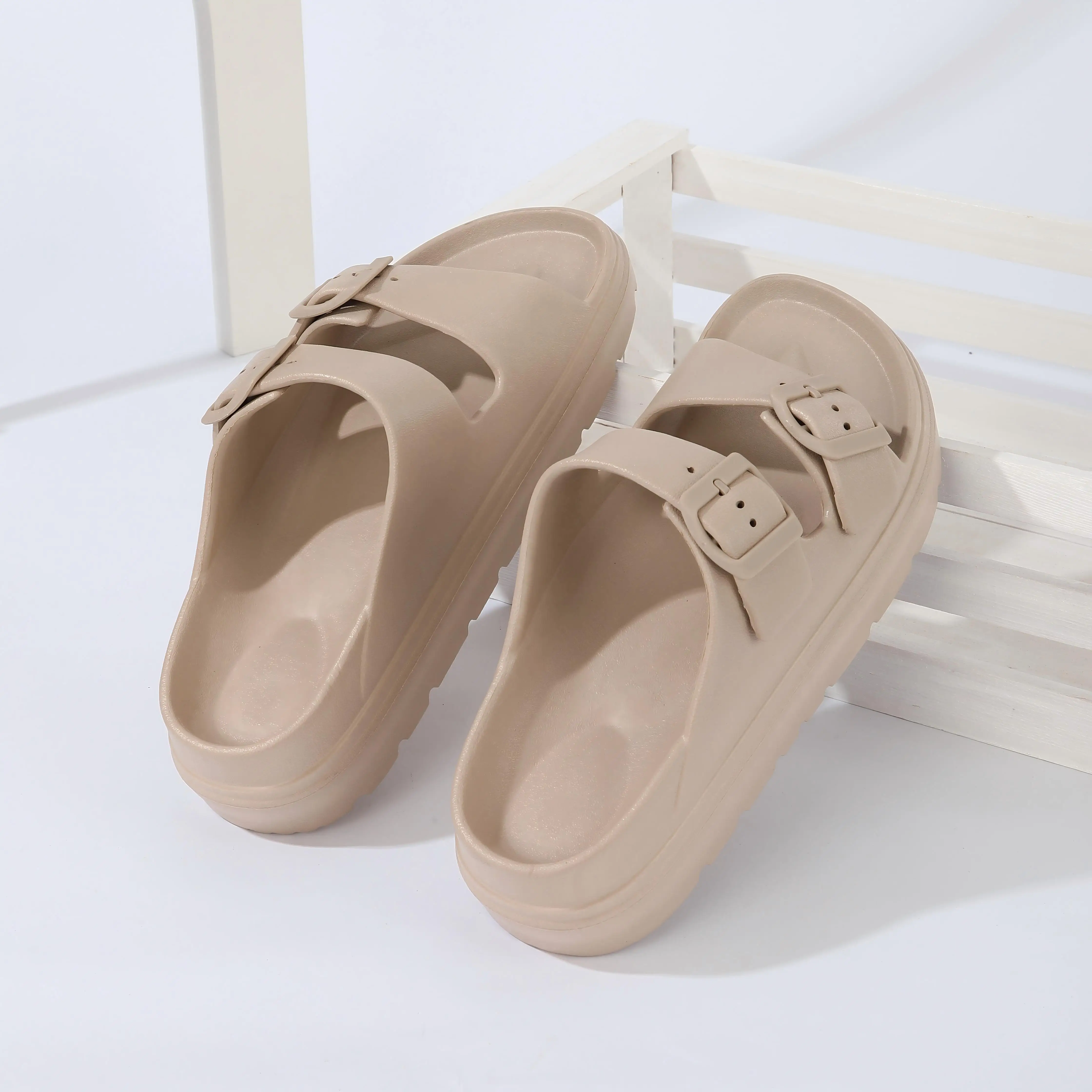 Men's High-End Thick-Soled Slippers, Women's New Summer Style Outdoor Sandals with Double Straps, Non-Slip, Breathable, Soft-Soled Beach Shoes
