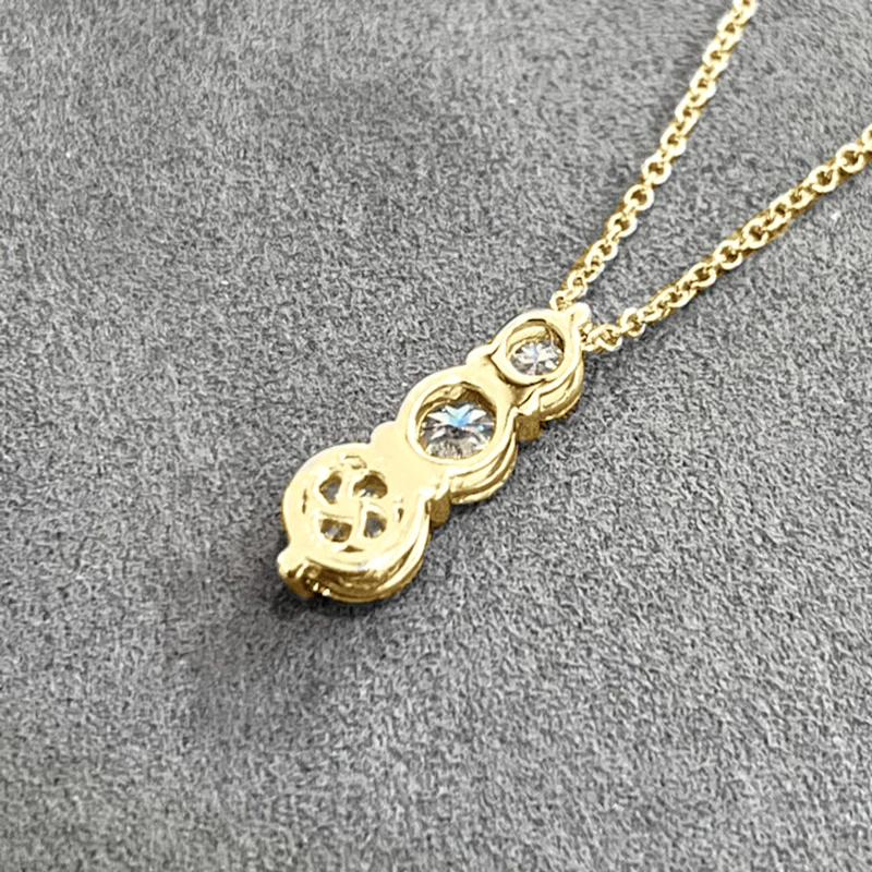 Rrjzz Brilliant D-Color Round 4mm&5mm&6mm Full Moissanite Diamond Three Stone Pendant Necklace for Women Birthday Jewelry Gifts
