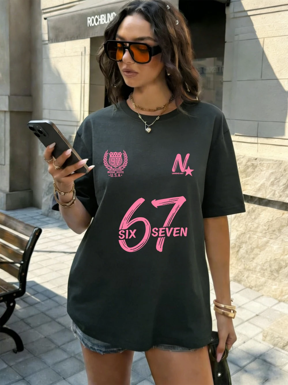 Six Seven 67 Printing T-Shirts Cotton Womens Summer Oversized Tops Soft Comfortable Short Sleeve T Shirts Casual O-Neck Clothes