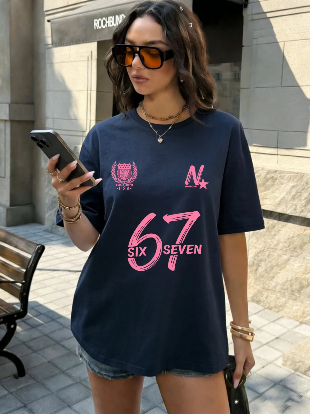 Six Seven 67 Printing T-Shirts Cotton Womens Summer Oversized Tops Soft Comfortable Short Sleeve T Shirts Casual O-Neck Clothes