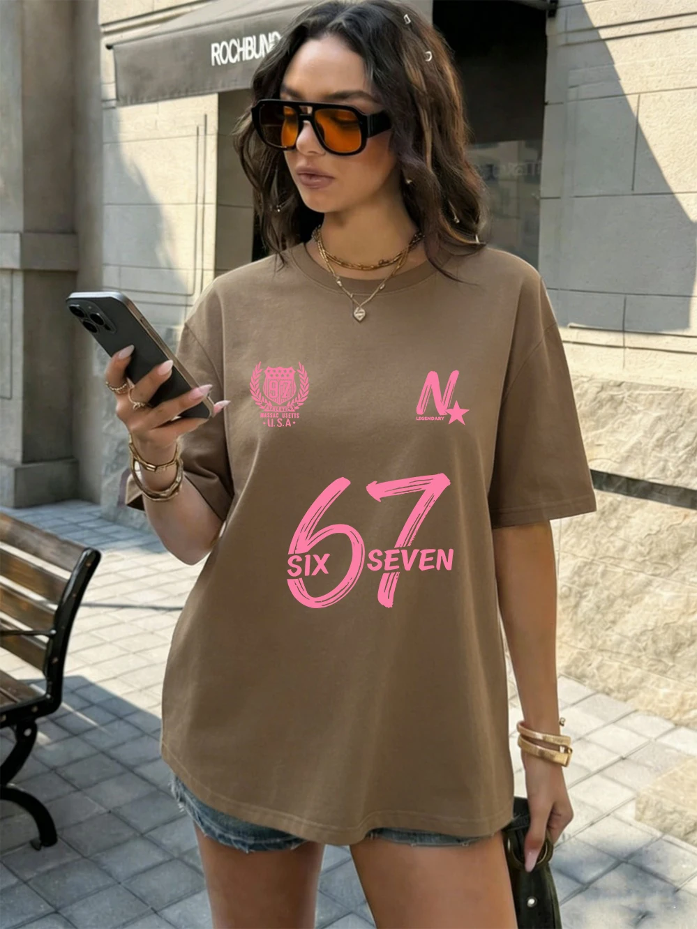 Six Seven 67 Printing T-Shirts Cotton Womens Summer Oversized Tops Soft Comfortable Short Sleeve T Shirts Casual O-Neck Clothes