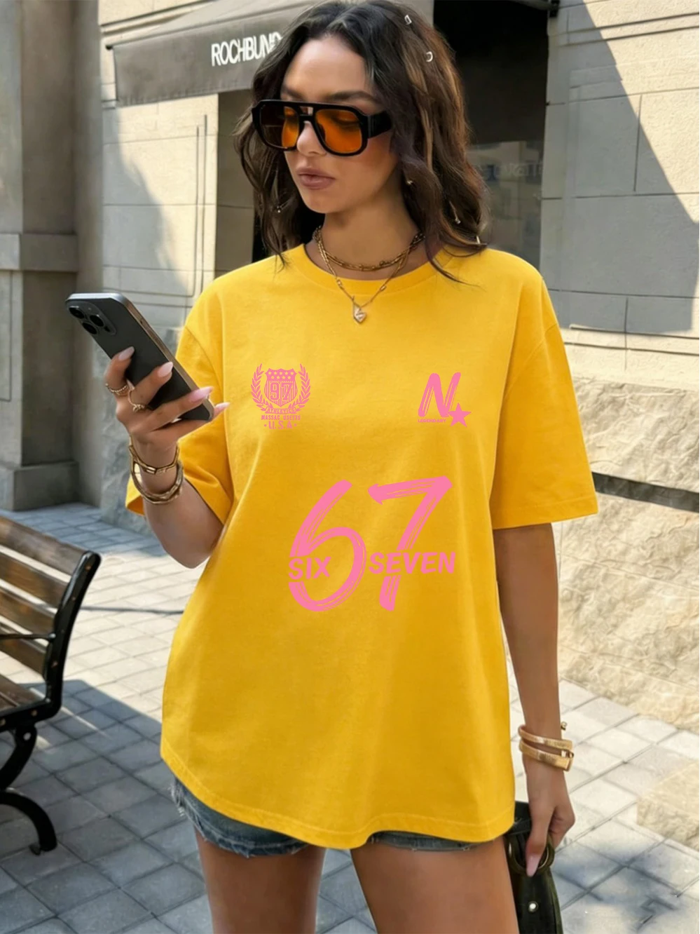 Six Seven 67 Printing T-Shirts Cotton Womens Summer Oversized Tops Soft Comfortable Short Sleeve T Shirts Casual O-Neck Clothes