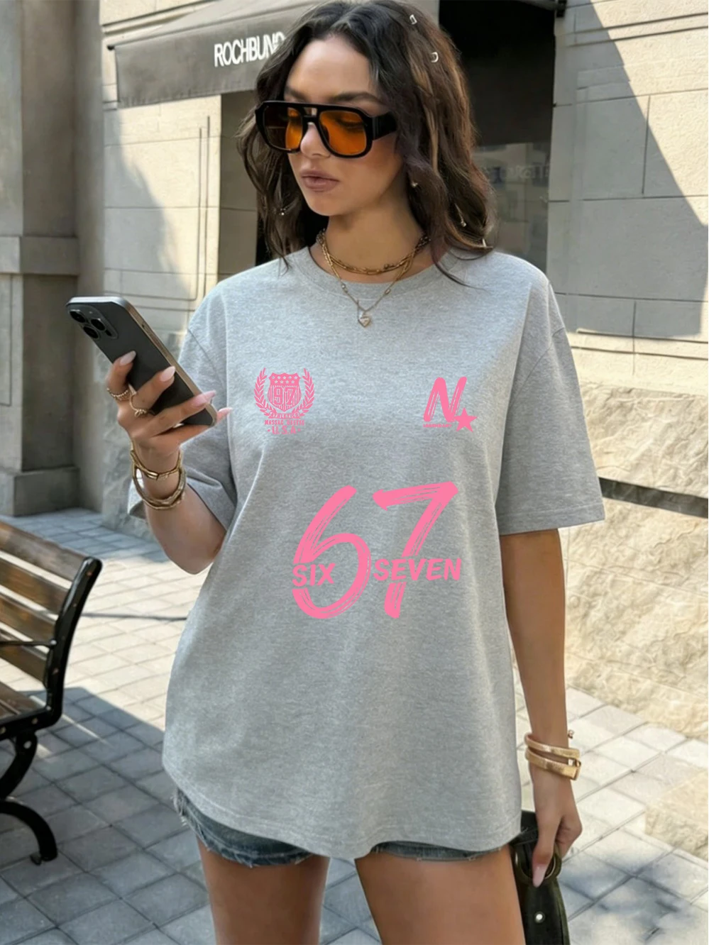 Six Seven 67 Printing T-Shirts Cotton Womens Summer Oversized Tops Soft Comfortable Short Sleeve T Shirts Casual O-Neck Clothes