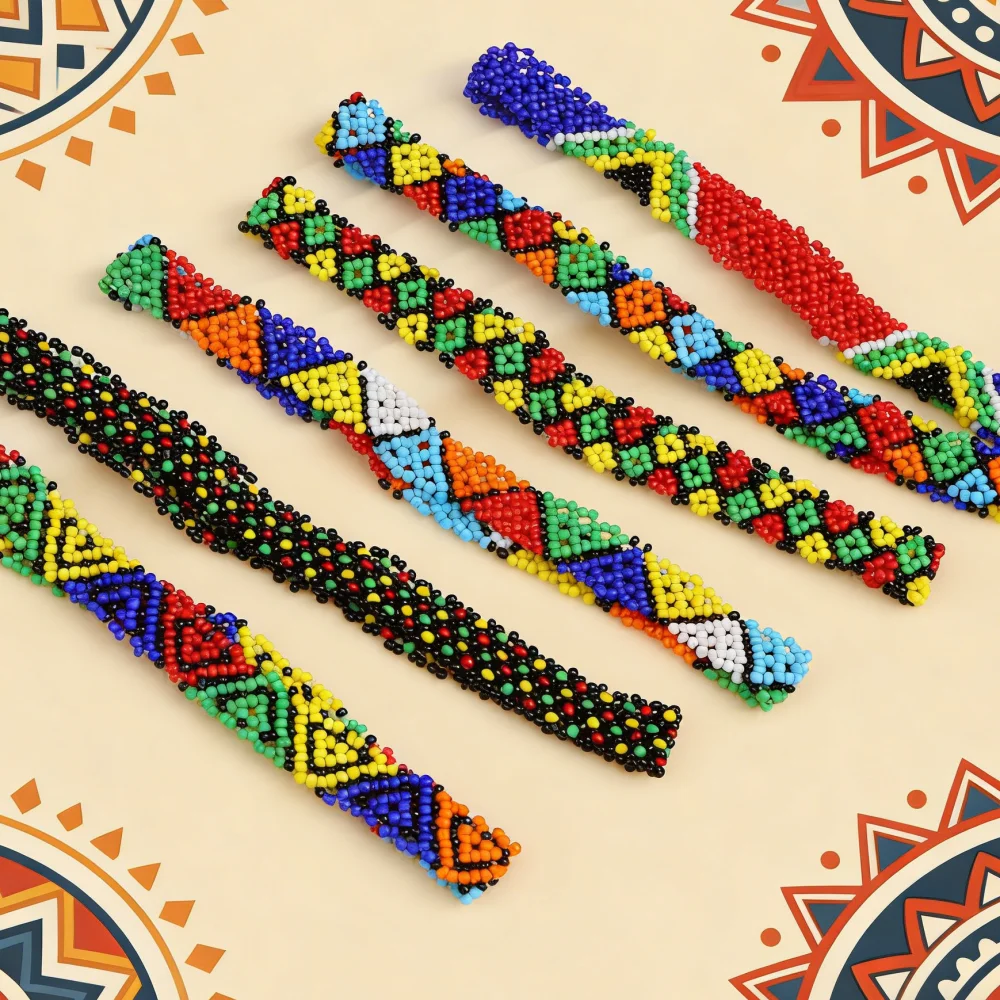 5/10Pcs/Lot Fashion Elegant Charm Ethnic Resin Beads Multicolor Elastic Necklaces For Women Boho Multilayer Jewelry Party Gifts