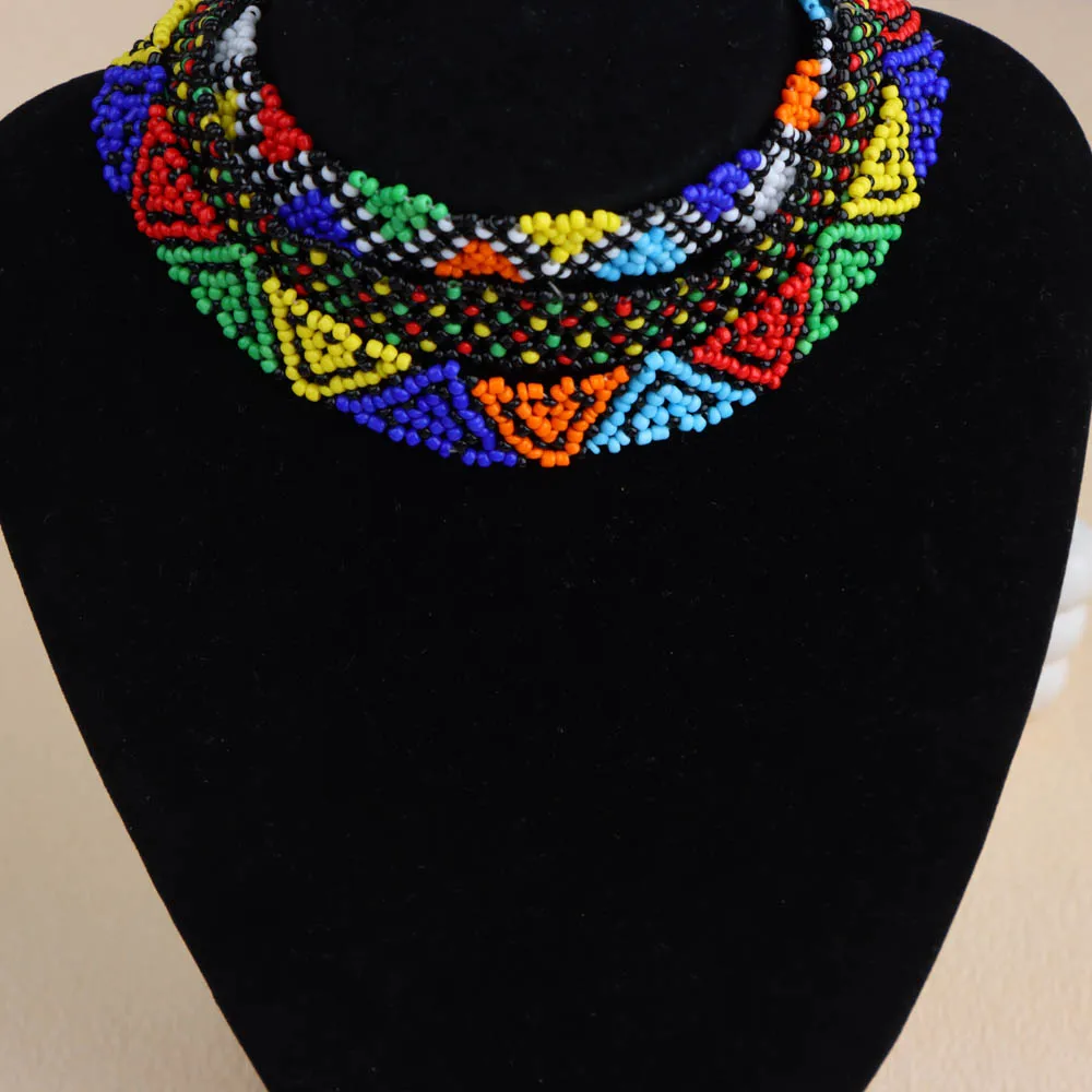 5/10Pcs/Lot Fashion Elegant Charm Ethnic Resin Beads Multicolor Elastic Necklaces For Women Boho Multilayer Jewelry Party Gifts
