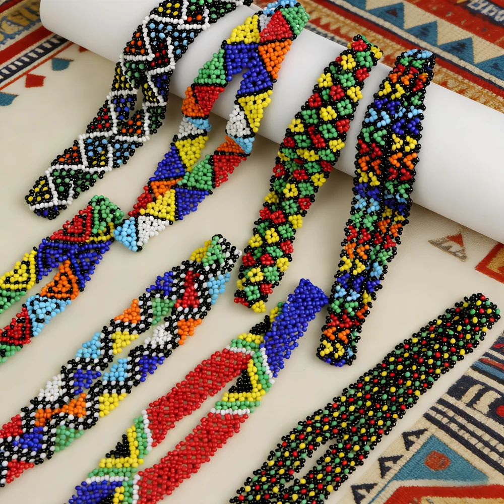 5/10Pcs/Lot Fashion Elegant Charm Ethnic Resin Beads Multicolor Elastic Necklaces For Women Boho Multilayer Jewelry Party Gifts