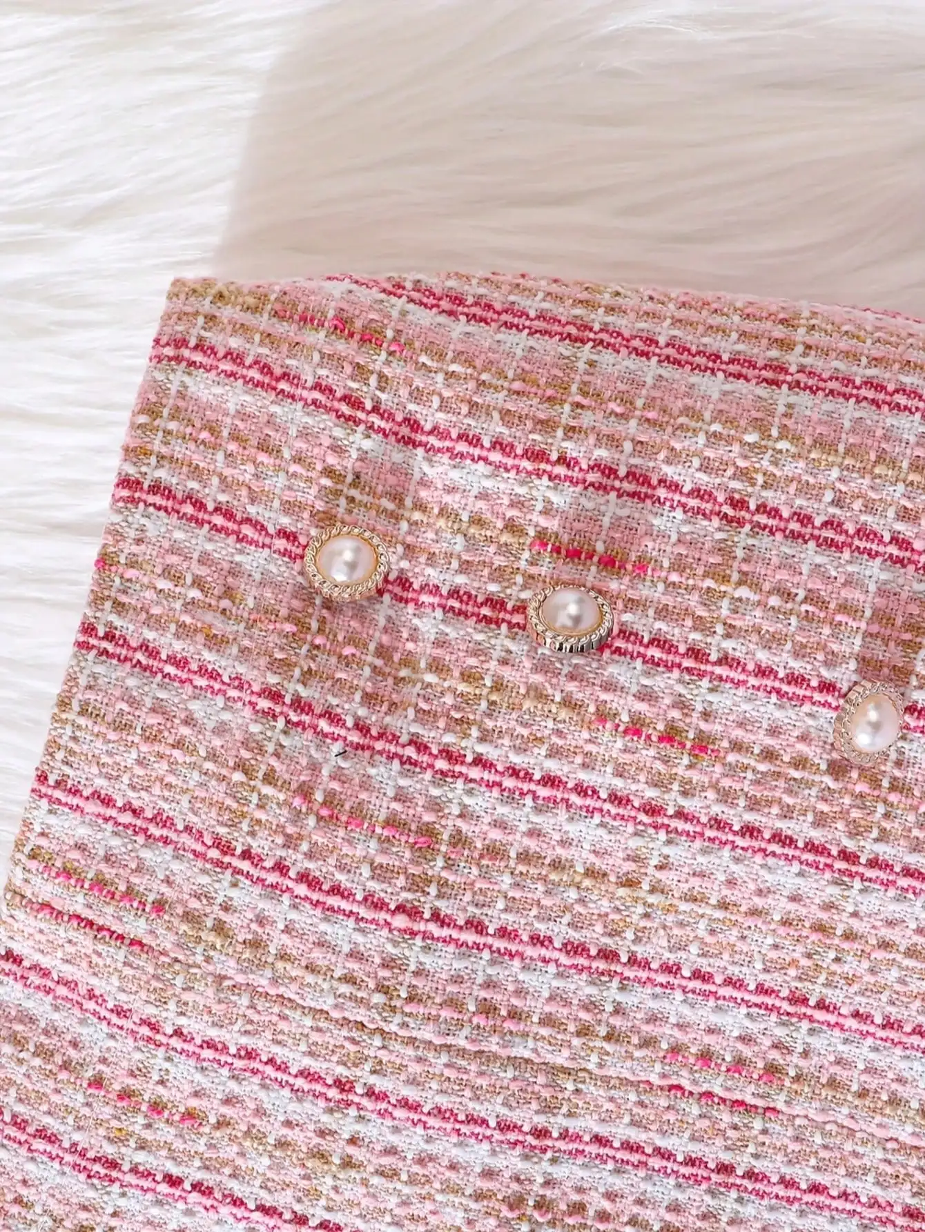 Elegant plaid suit for girls, long sleeved button top with flared hem, tight fitting dress suitable for spring and autumn