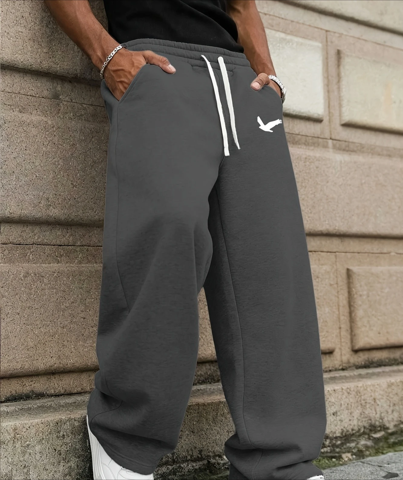 Men's all-season jogging loose-fitting casual pants - solid color, comfortable straight-leg athletic casual pants men clothing