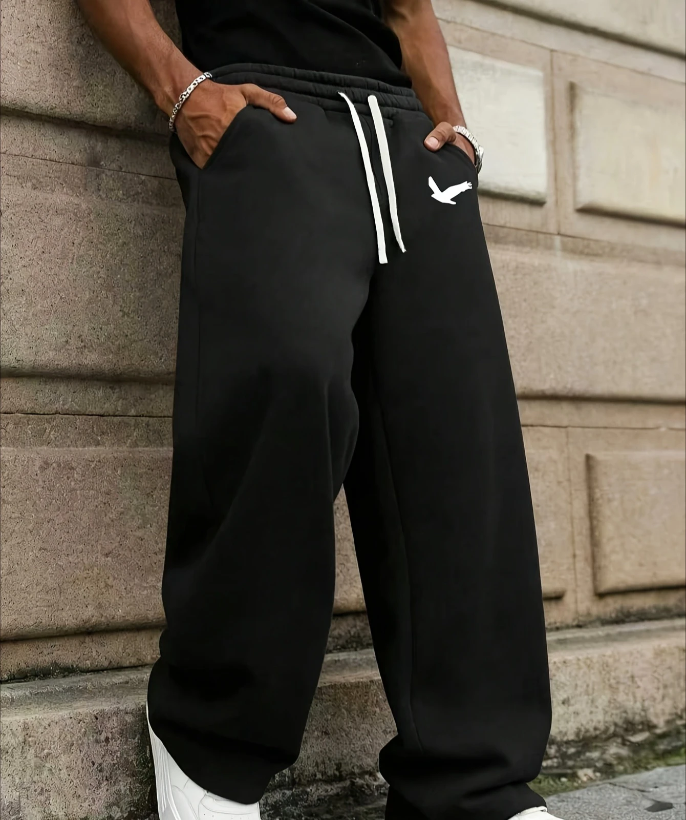 Men's all-season jogging loose-fitting casual pants - solid color, comfortable straight-leg athletic casual pants men clothing