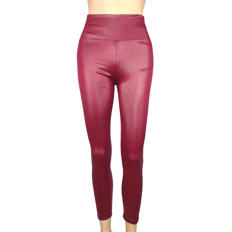 High-Waist Faux Leather Pants Yoga Casual Trousers High Elasticity Four-Season Wearable Long Pants Base Layer Pants