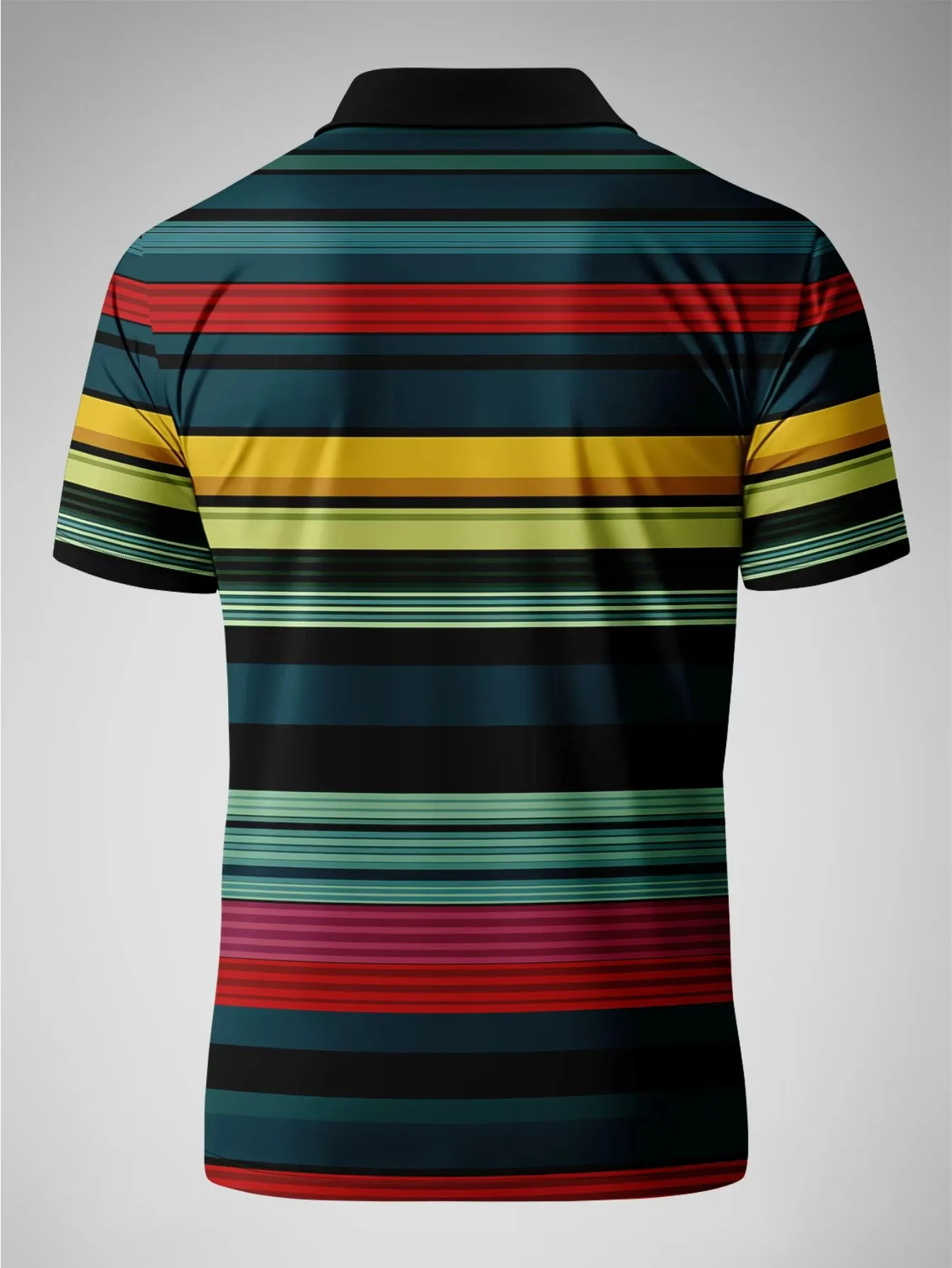 2026 Summer New Style Men's Short-Sleeved Polo Shirt with 3D Stripes Pattern Print - Street Casual Fashion Comfortable and Soft