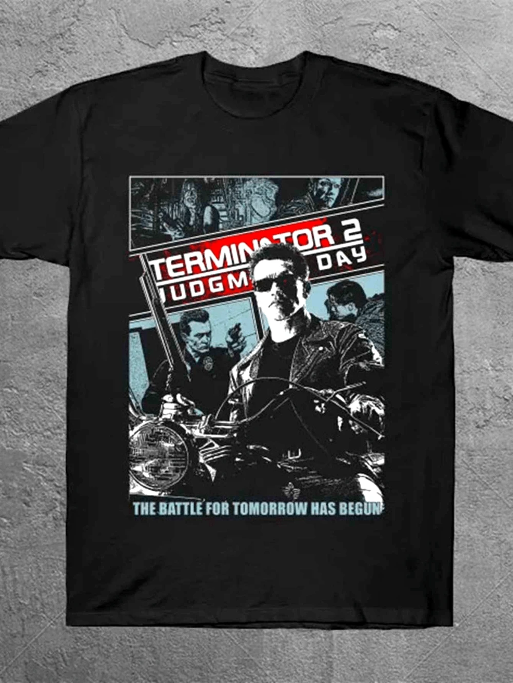 Men's Terminator 2 Judgment Day Graphic T-Shirt - 100% Cotton Black Crew Neck Short Sleeve Tee with Iconic Movie Print